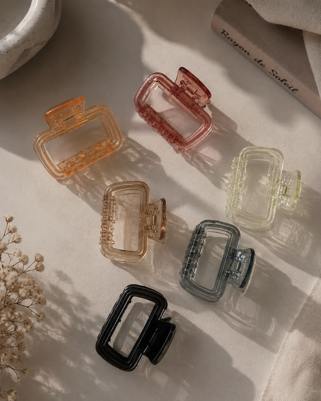 Crystal Frame Hair Claw Clip - Set of 2