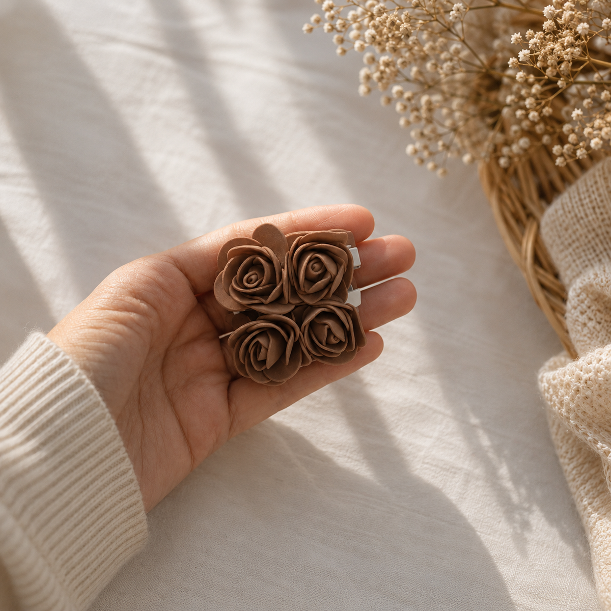 Double Rose Flower Hair Pins Pair