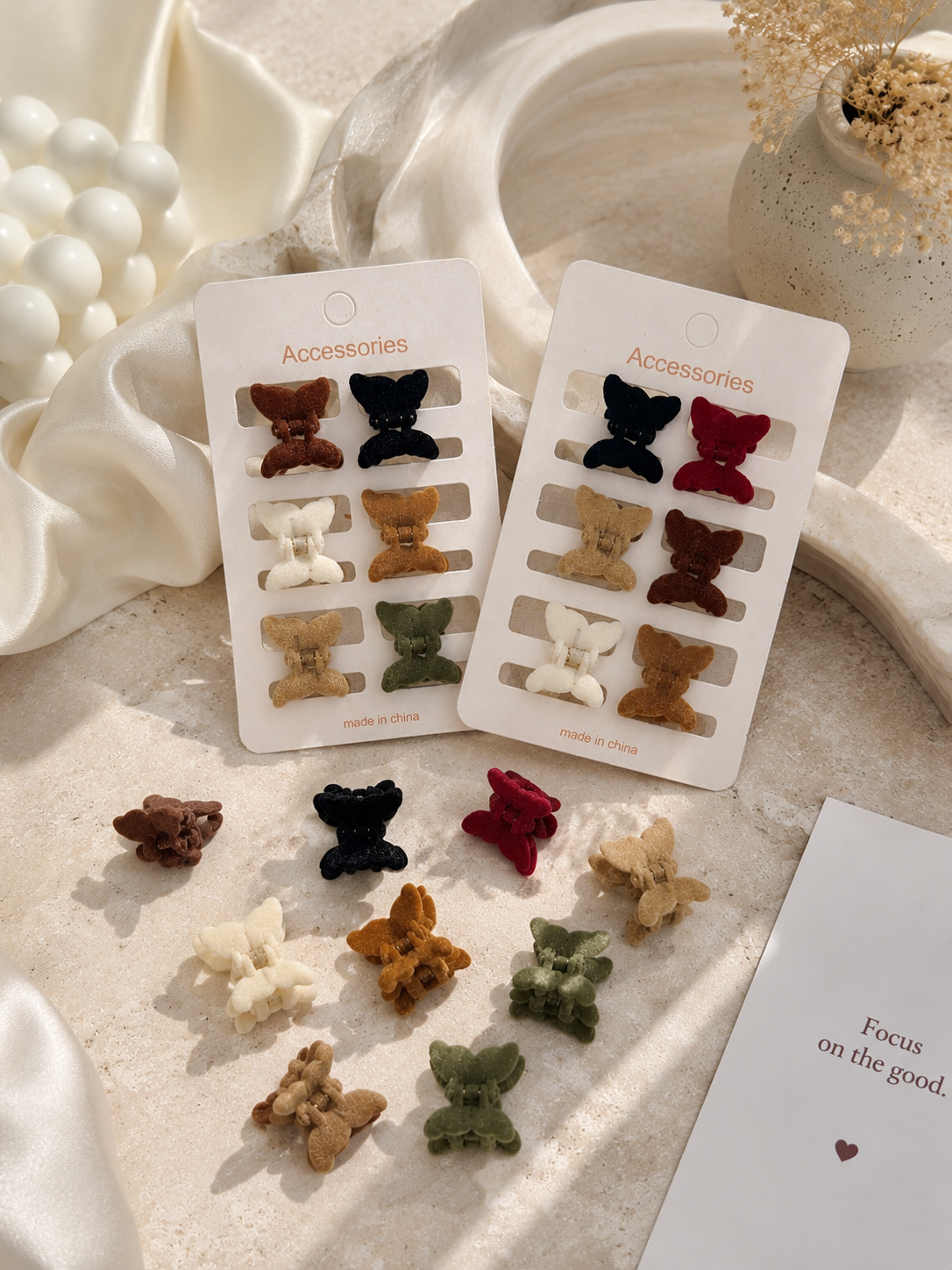 Velvet Butterfly Mini Claw Clip Set