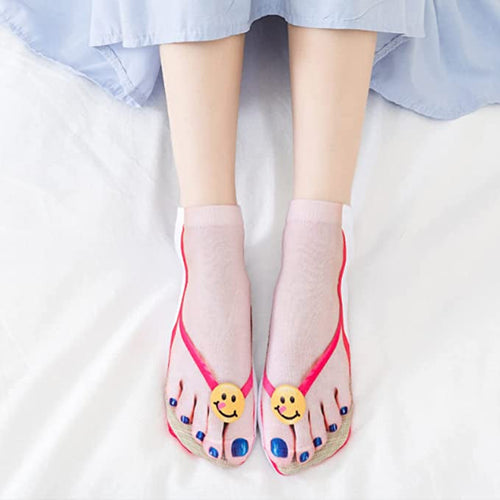3D Printing Pattern Flip Flop  Socks for Women
