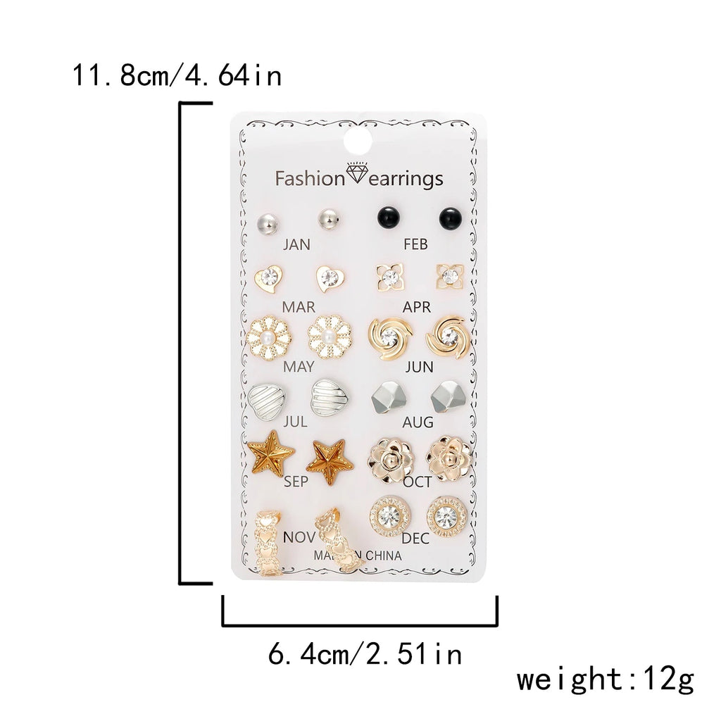 Little Love Stud Earrings – 12 Pairs