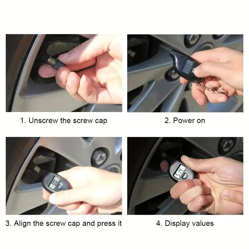 Digital LCD Mini Keychain Tire Pressure Gauge