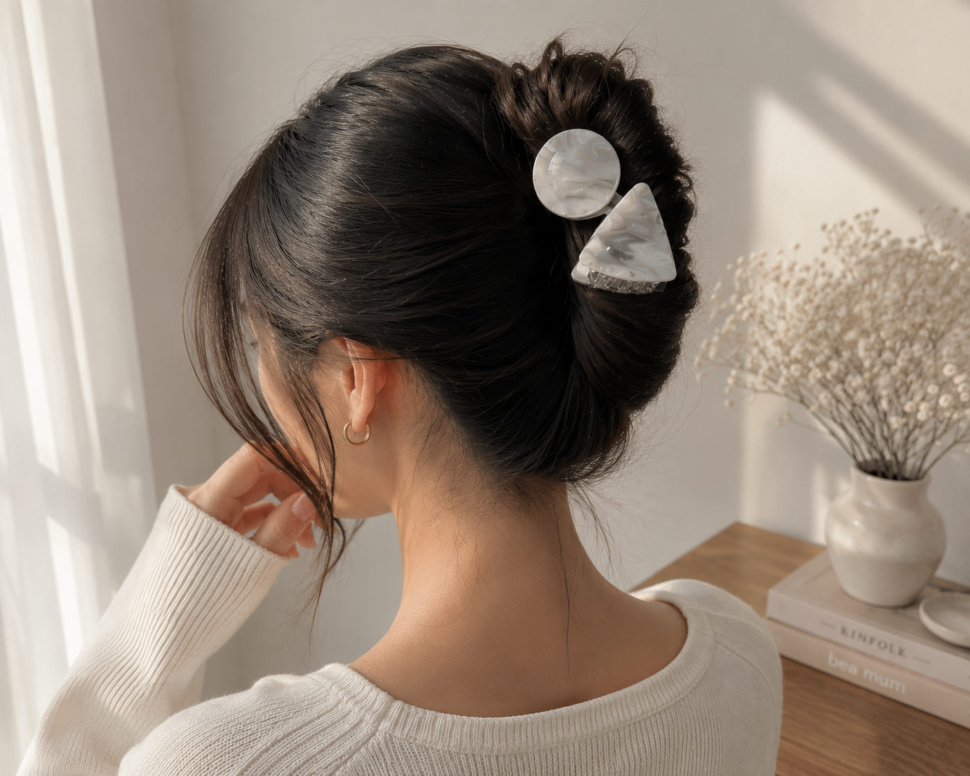 Premium Marble Duo Claw Clip Set (2 Pcs)
