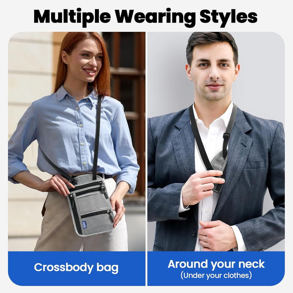 RFID Blocking Neck Wallet Travel Pouch