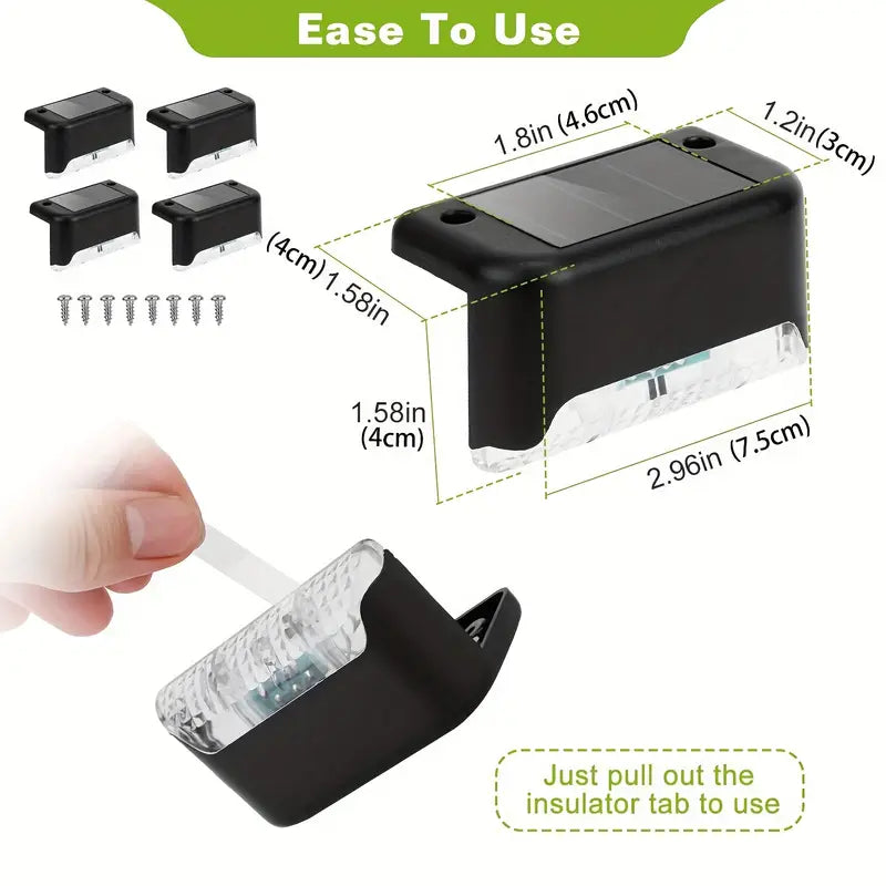 4pcs Solar Step Light Outdoor Garden Wall Light