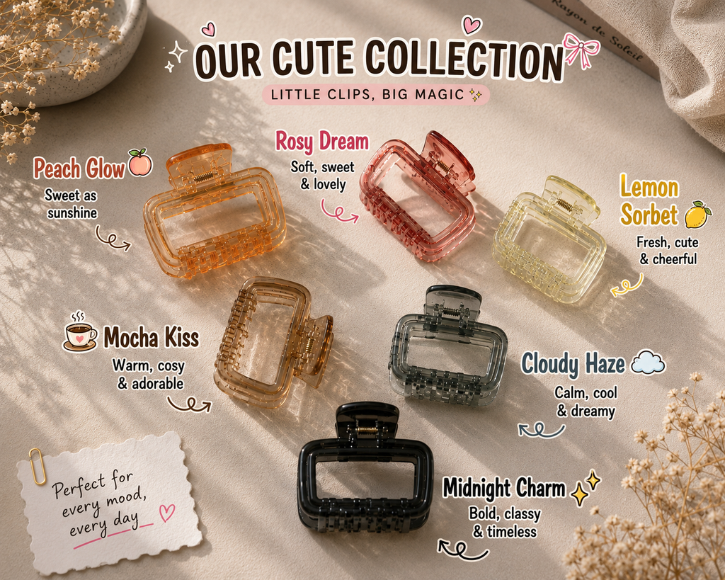 Crystal Frame Hair Claw Clip - Set of 2