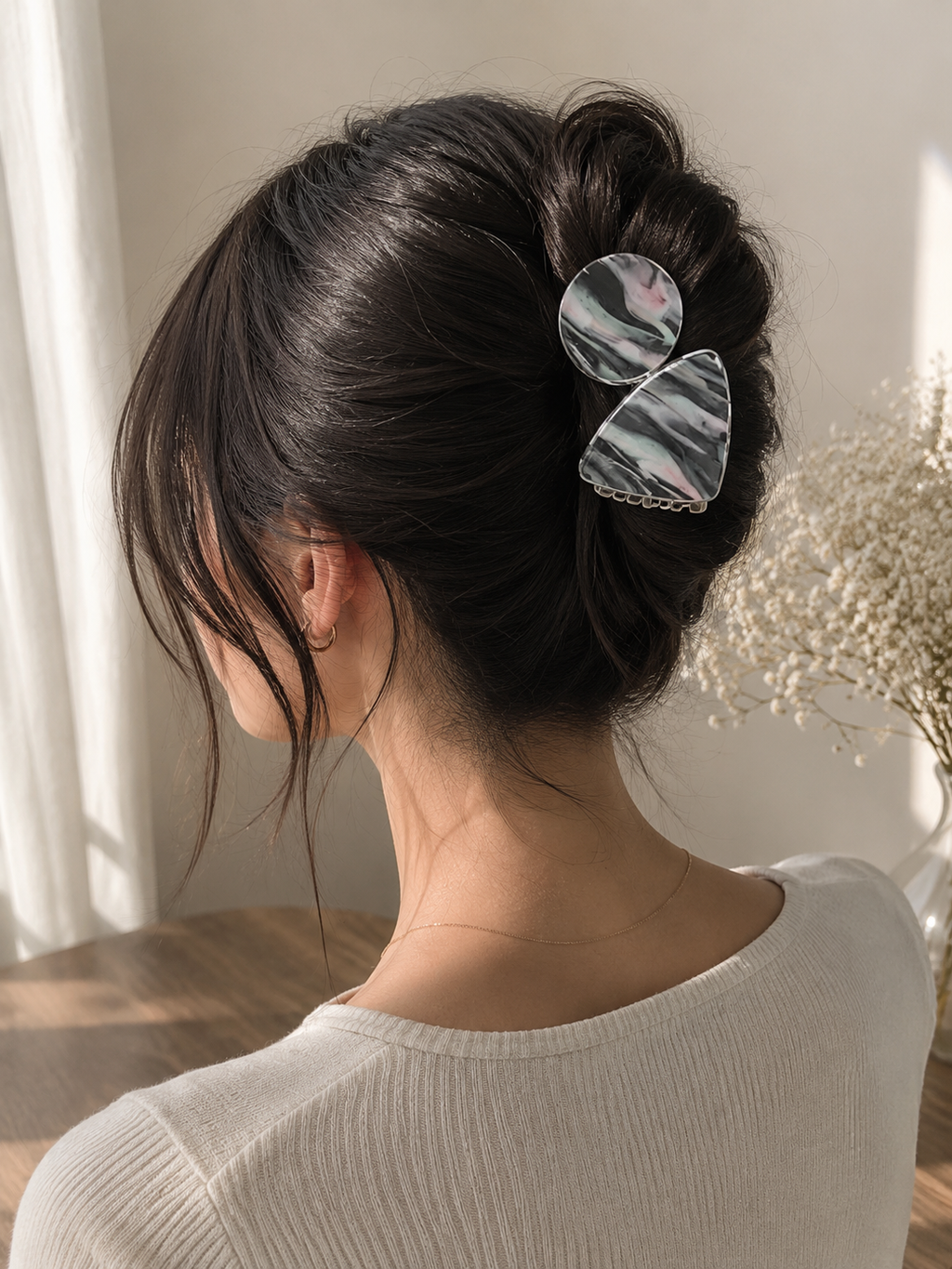 Premium Marble Duo Claw Clip Set (2 Pcs)