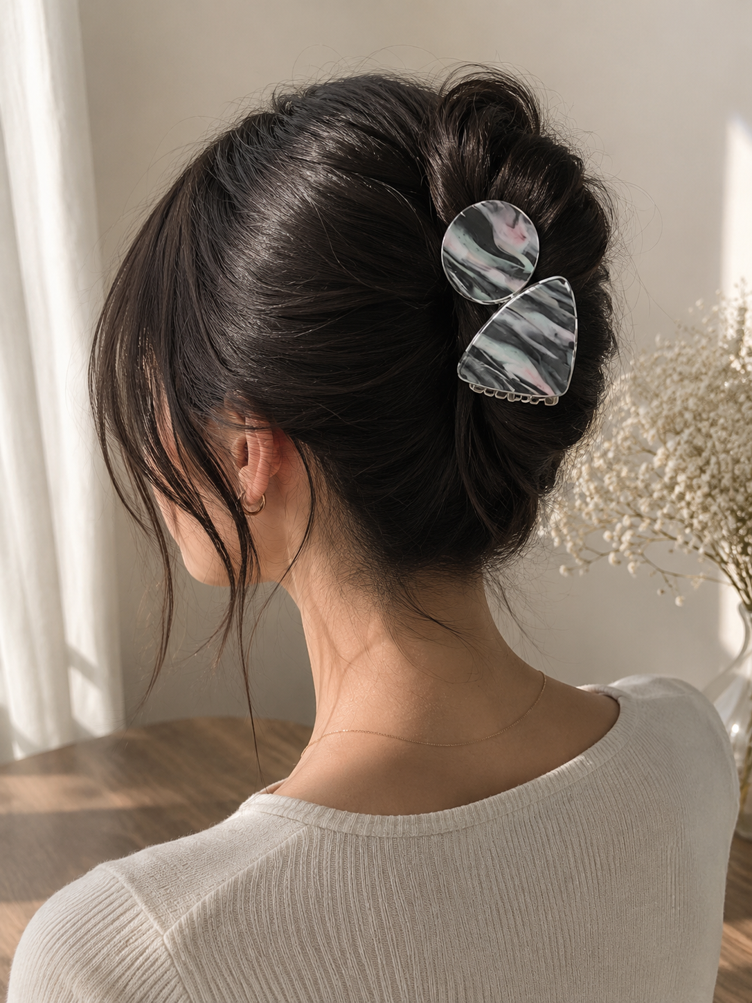Premium Marble Duo Claw Clip Set (2 Pcs)