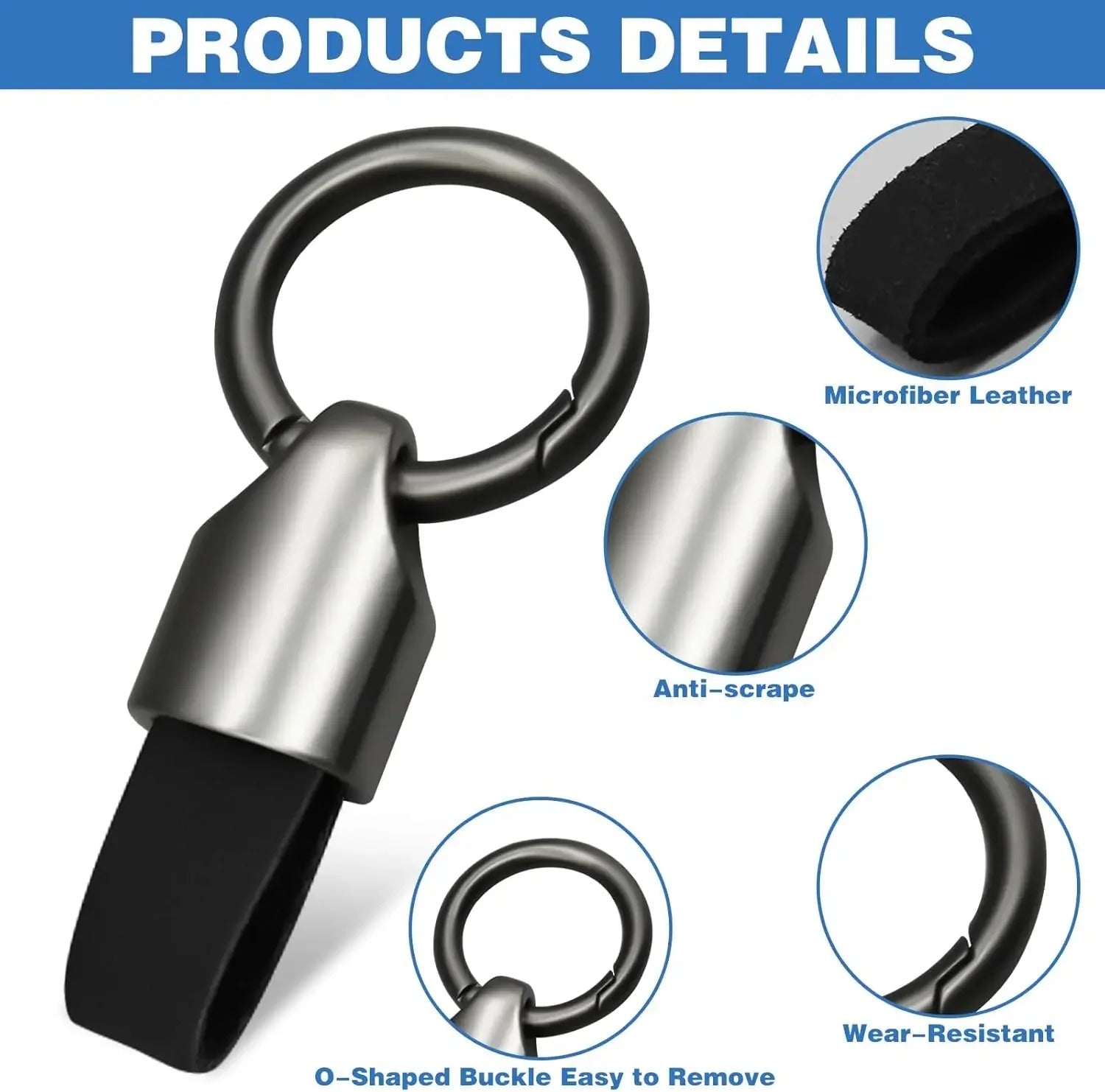 Leather Car Key Chain Ring Clip