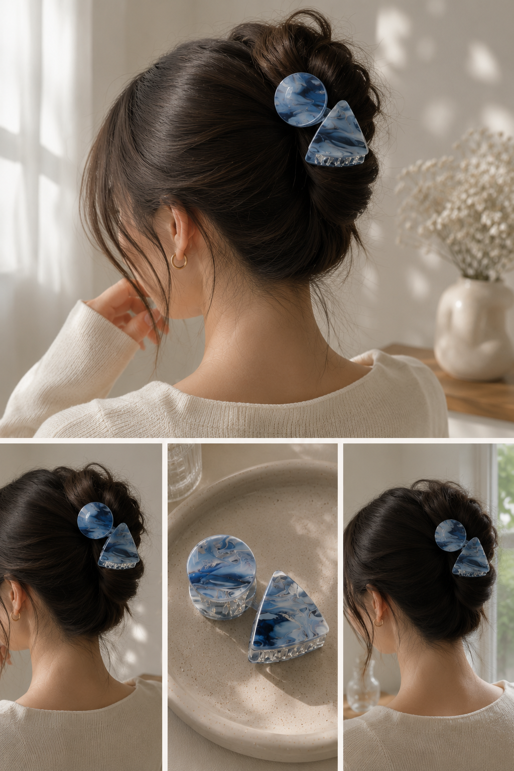Premium Marble Duo Claw Clip Set (2 Pcs)