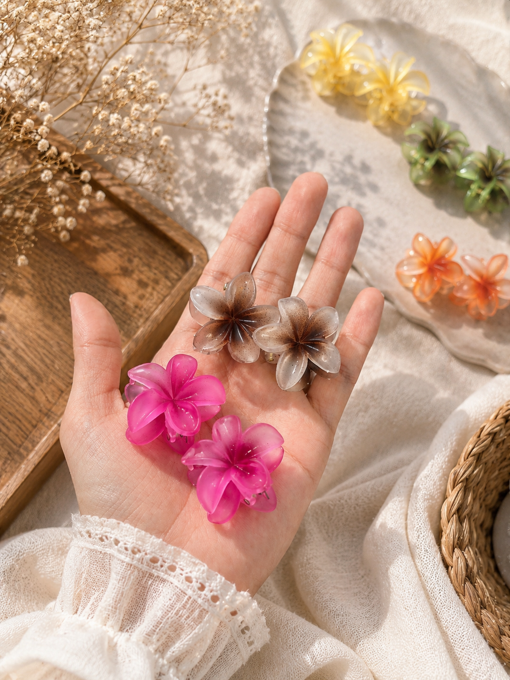 Mini Flower Petal Hair Clips – Set of 2