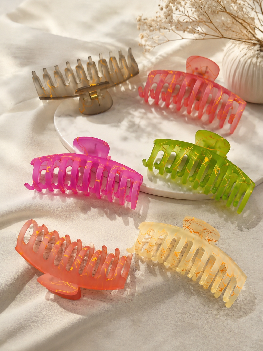 Marble Hair Claw Clip with Non-Slip Grip