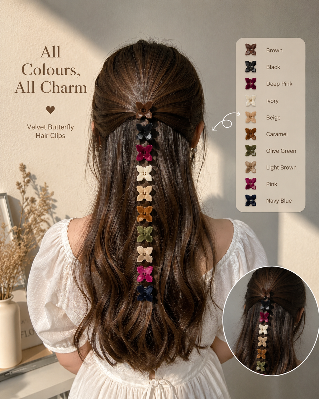 Velvet Butterfly Mini Claw Clip Set