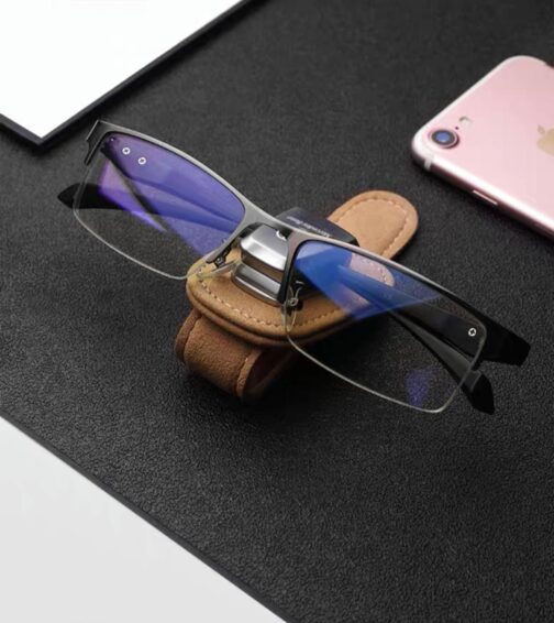 Multifunctional Leather Glasses Clip Case