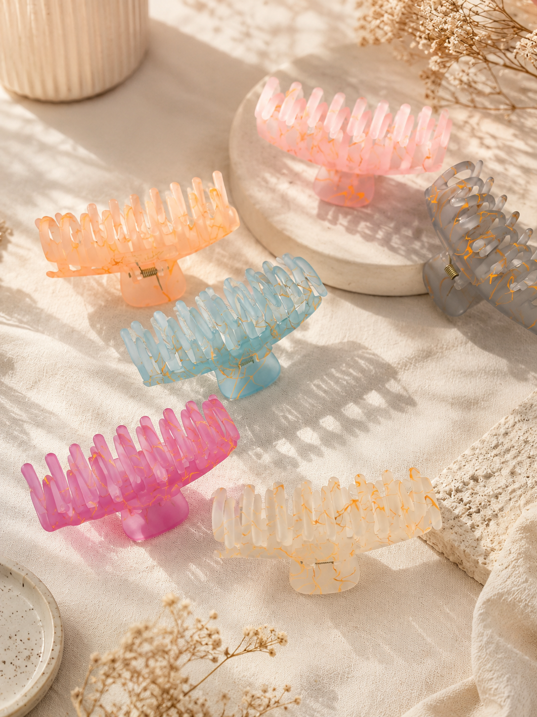 Marble Hair Claw Clip with Non-Slip Grip
