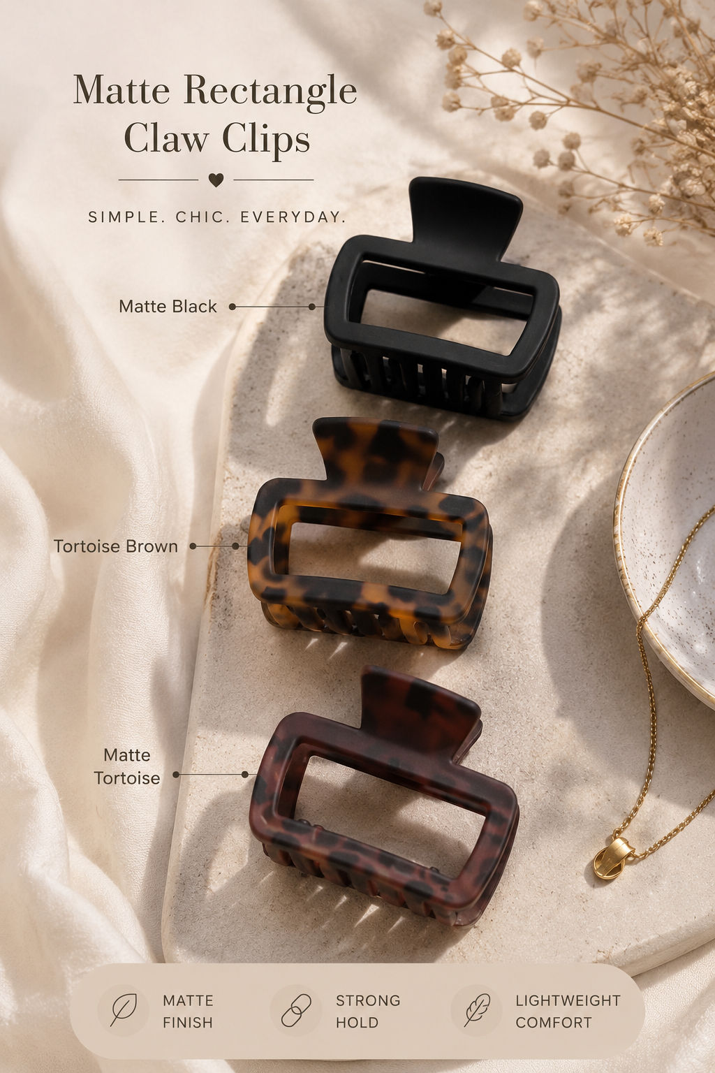 Matte Rectangle Claw Clip