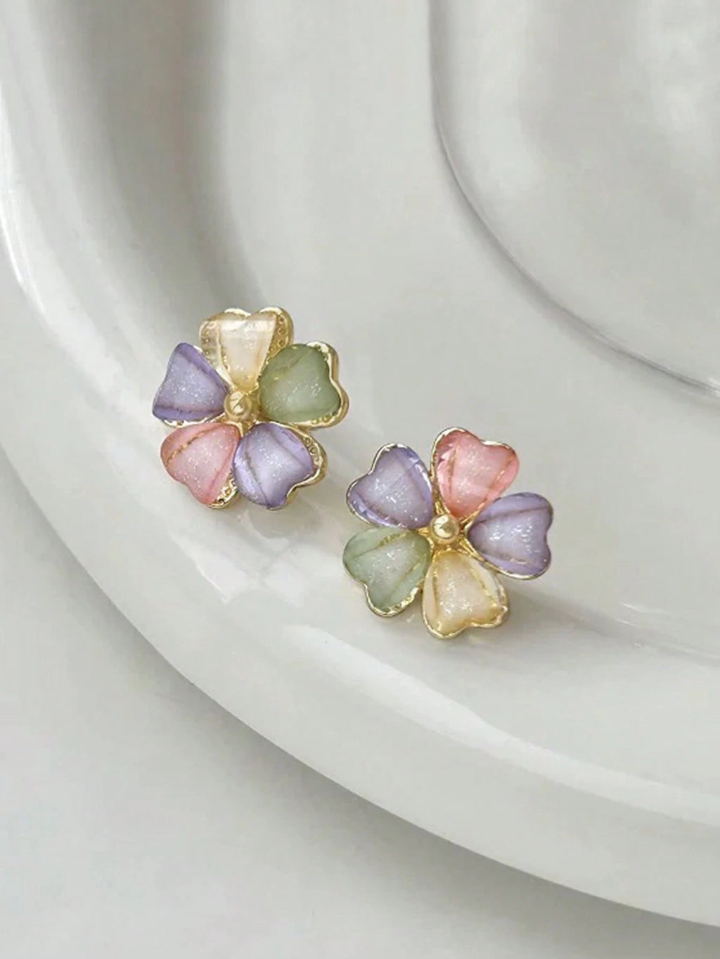 Pastel Bloom Flower Stud Earrings – Pair