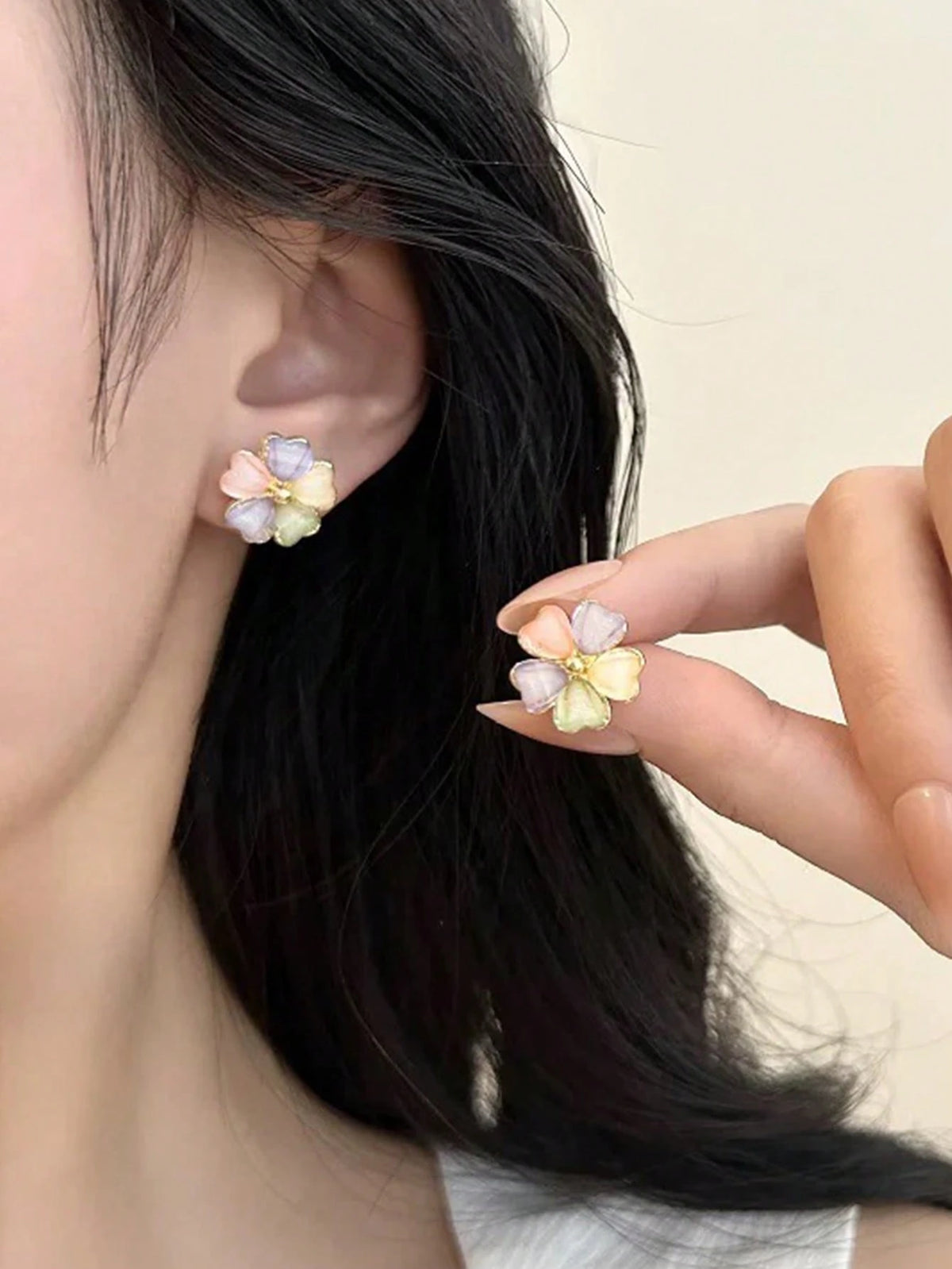 Pastel Bloom Flower Stud Earrings – Pair