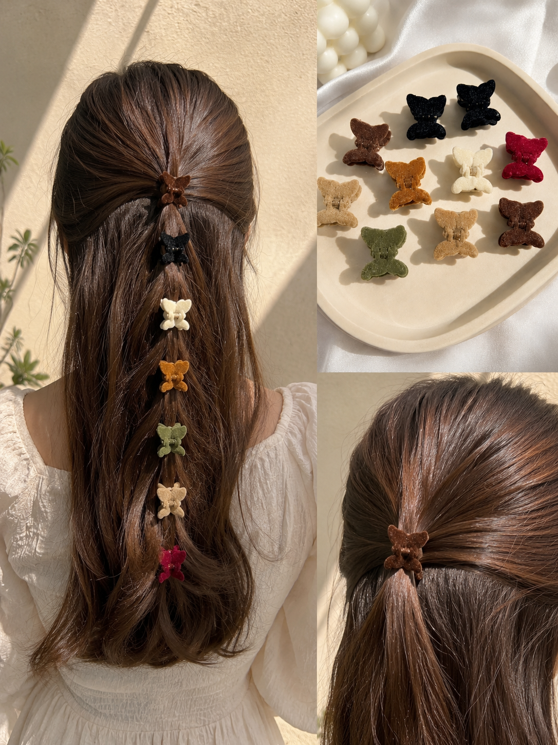 Velvet Butterfly Mini Claw Clip Set