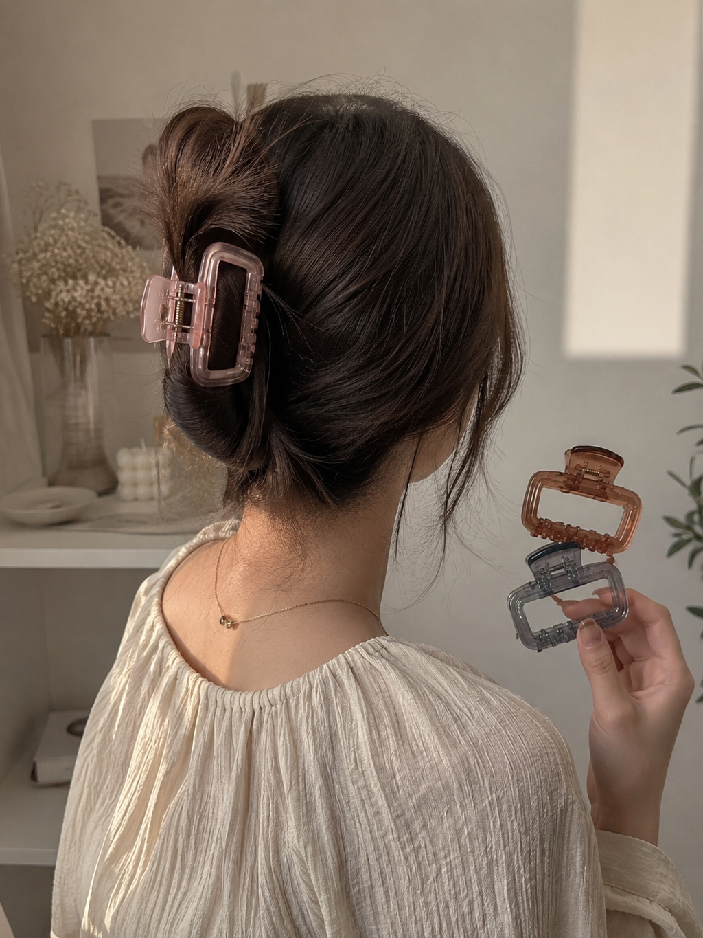 Crystal Frame Hair Claw Clip - Set of 2