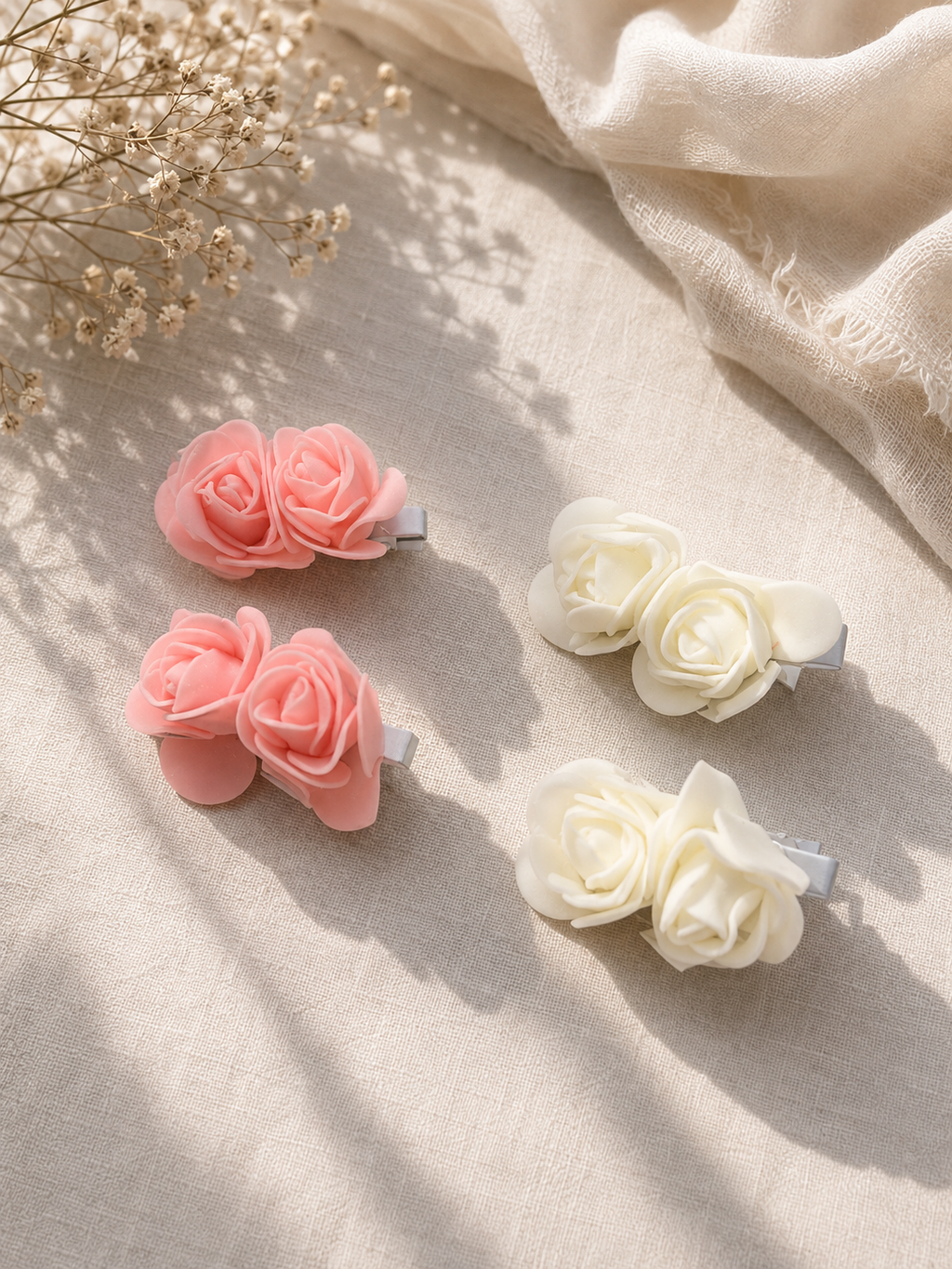 Double Rose Flower Hair Pins Pair
