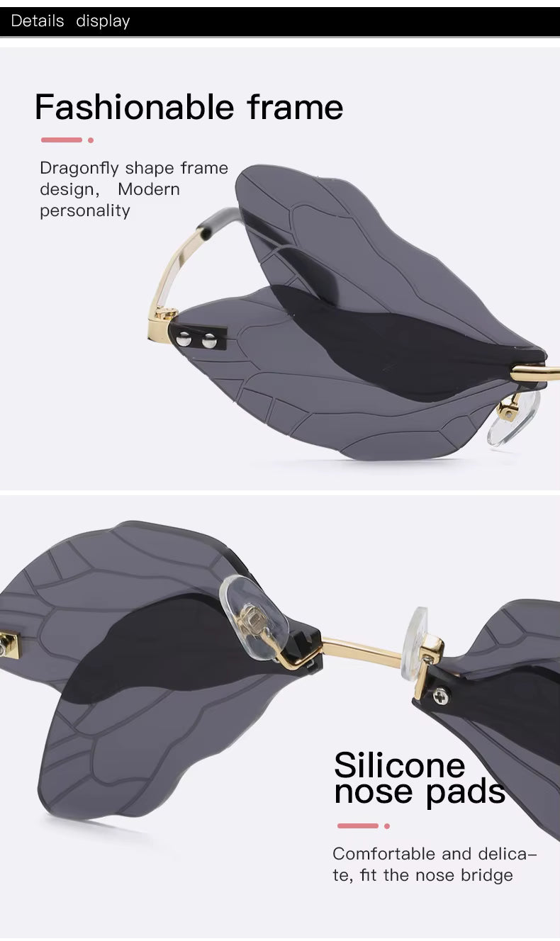 Luxury Butterfly Rimless Sunglasses for Women
