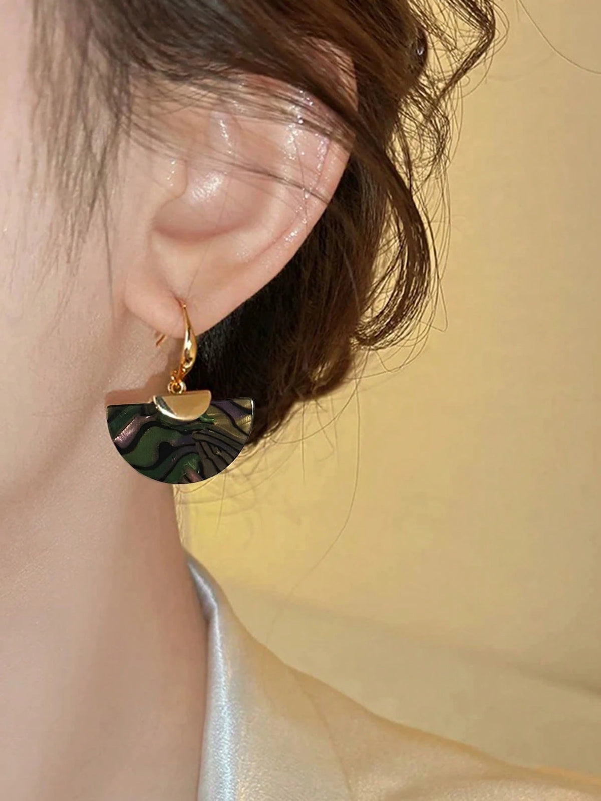 Marble Half-Moon Drop Earrings