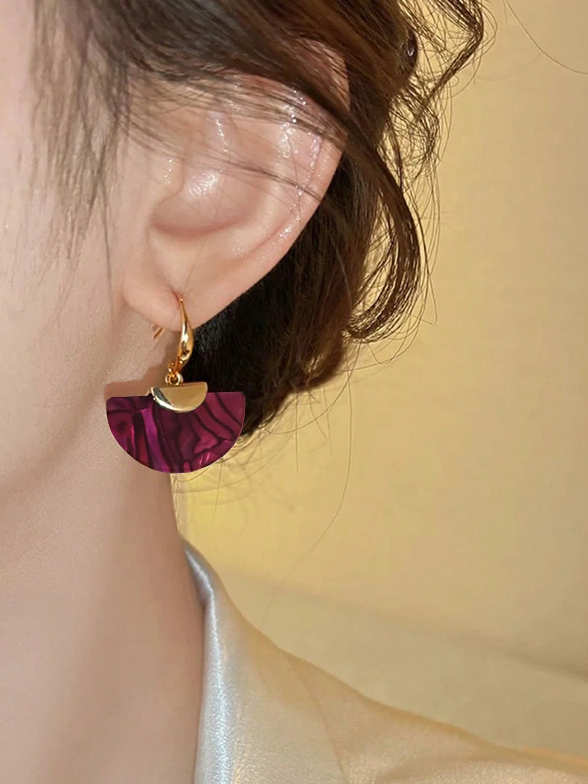 Marble Half-Moon Drop Earrings