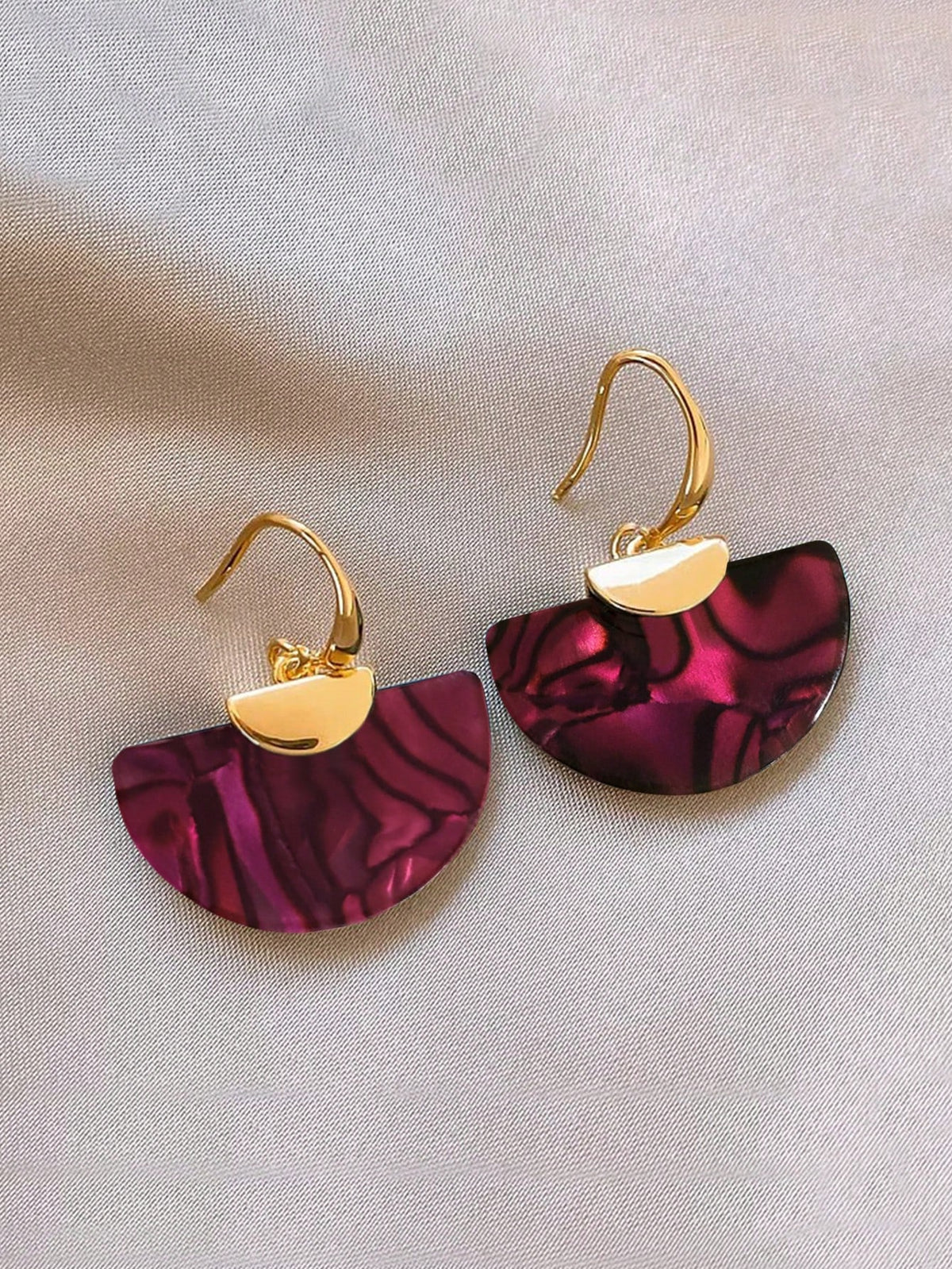 Marble Half-Moon Drop Earrings