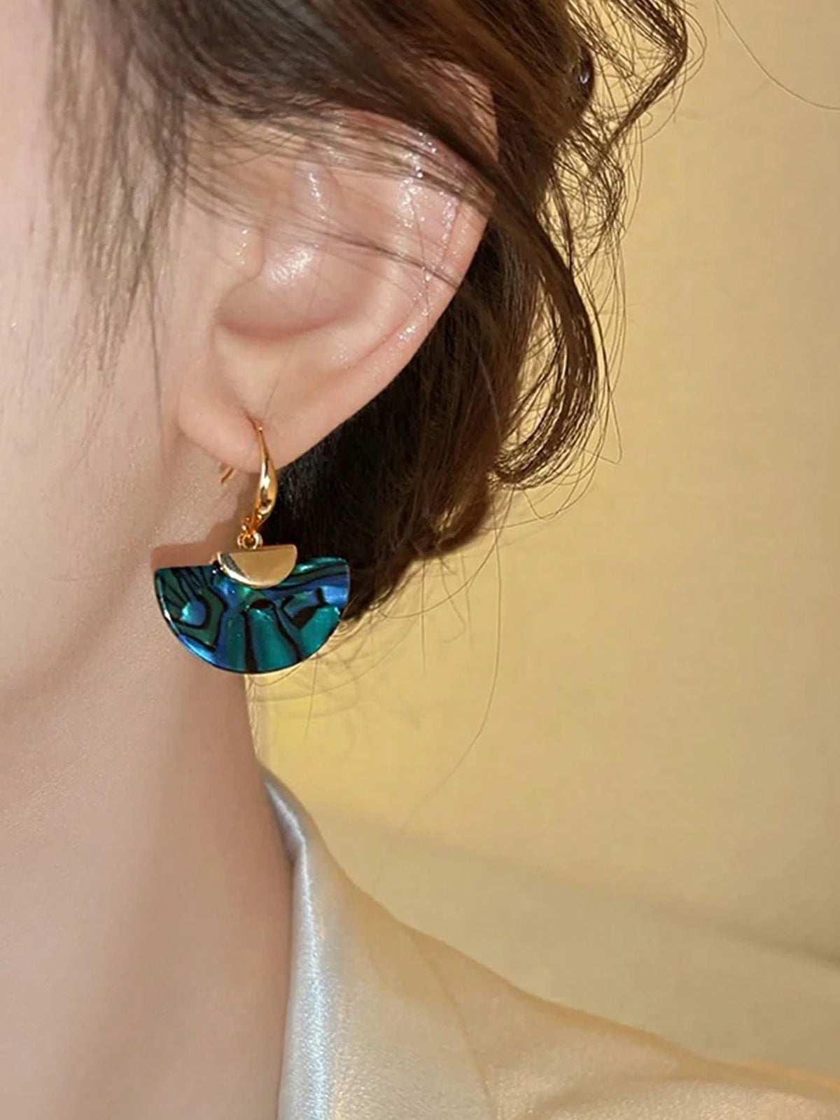 Marble Half-Moon Drop Earrings
