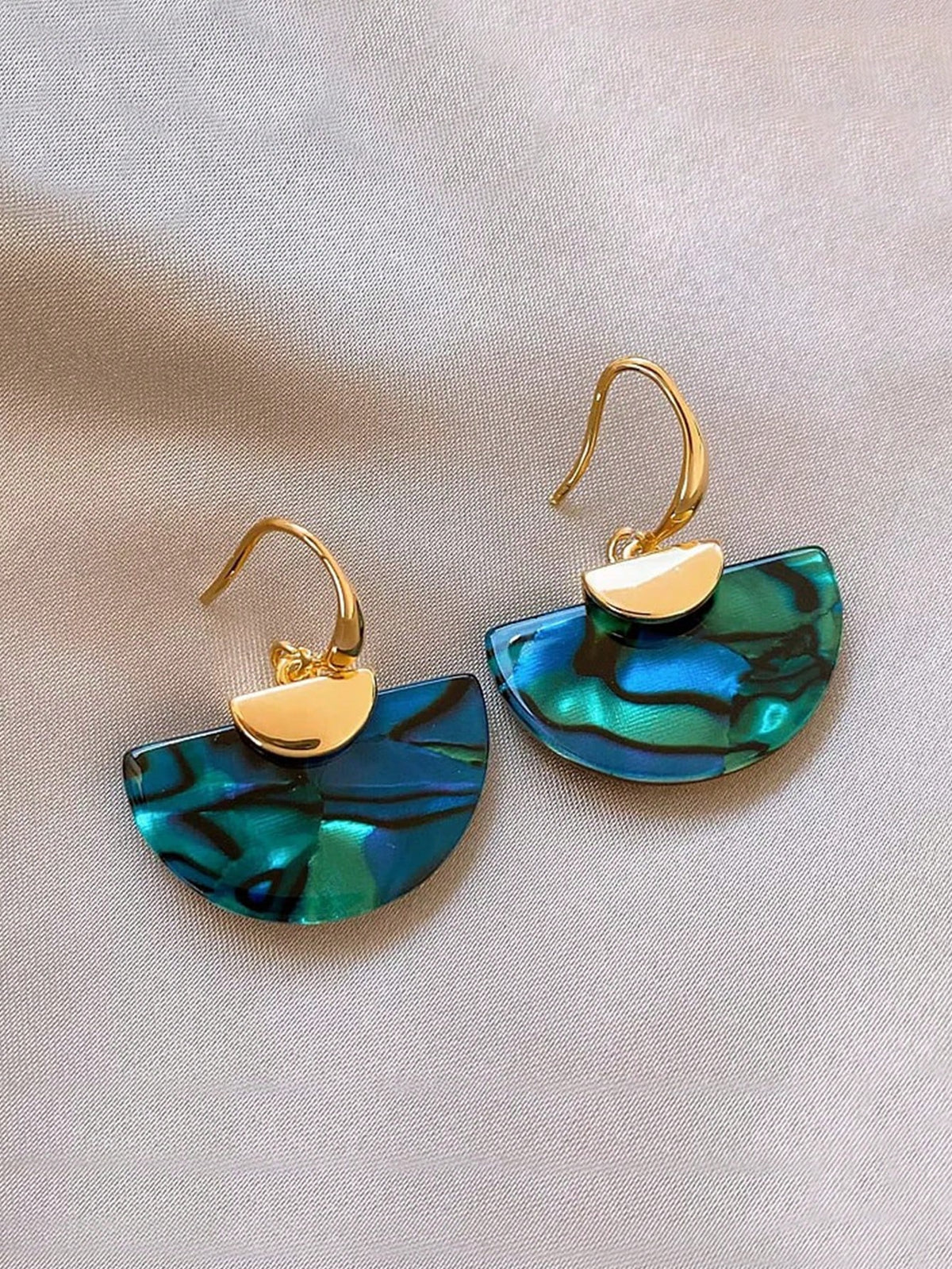 Marble Half-Moon Drop Earrings