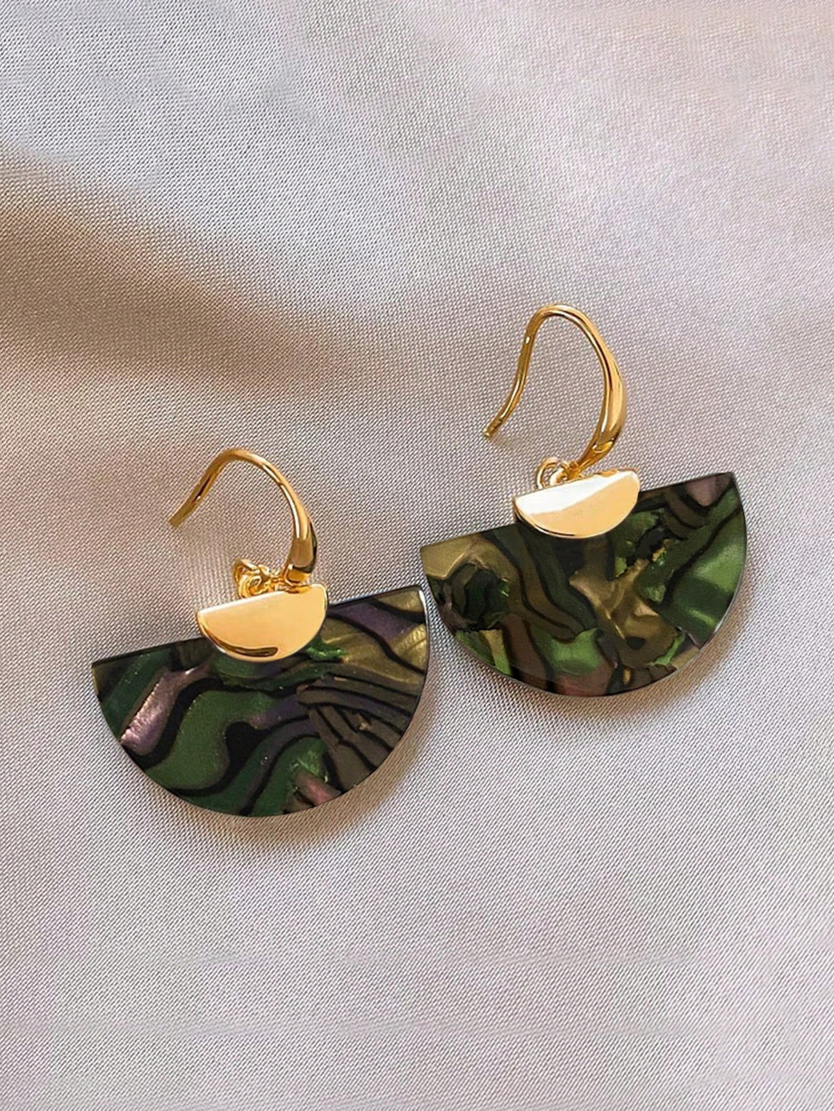Marble Half-Moon Drop Earrings
