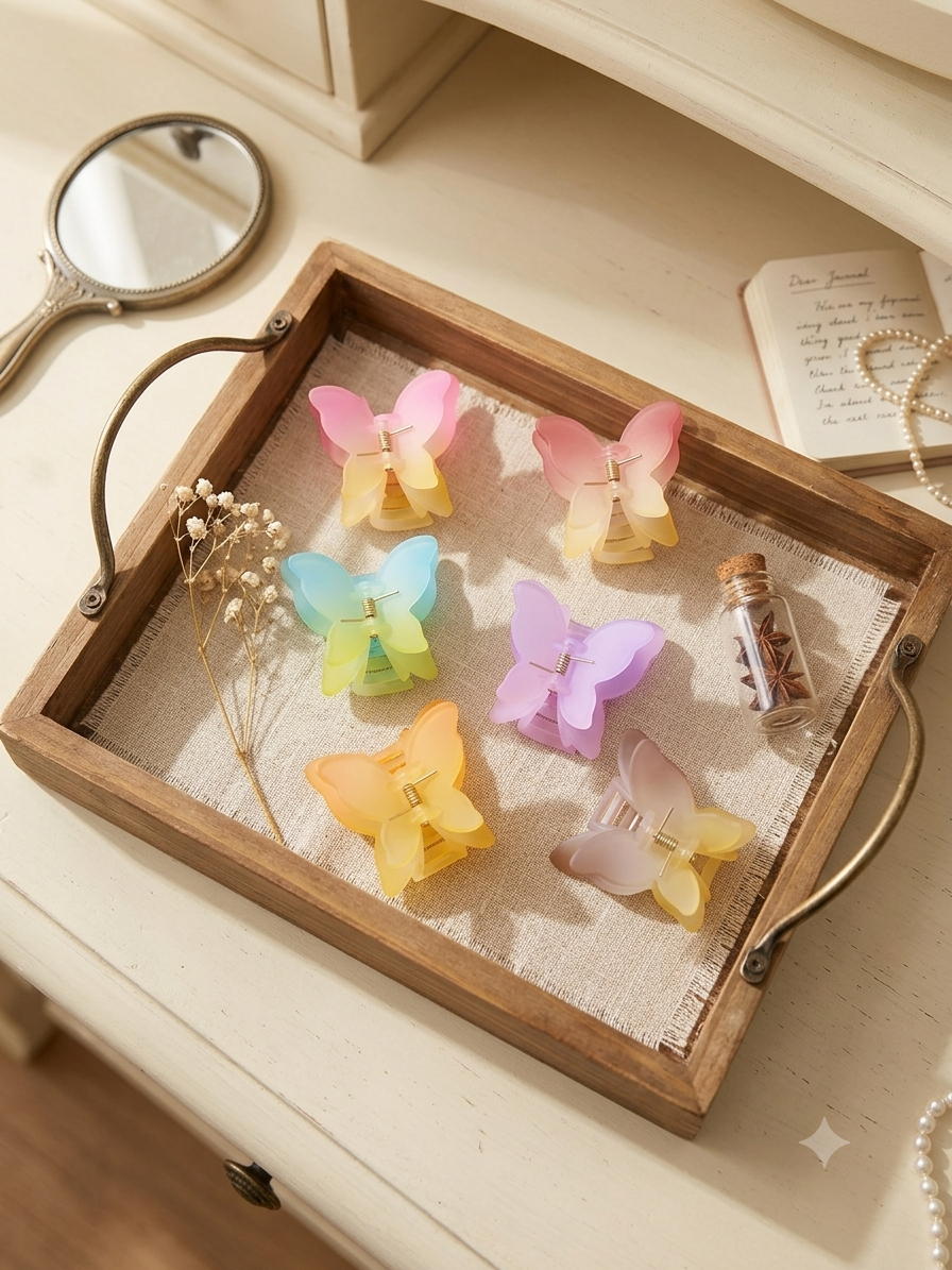 Pastel Bloom Butterfly Claw Clip