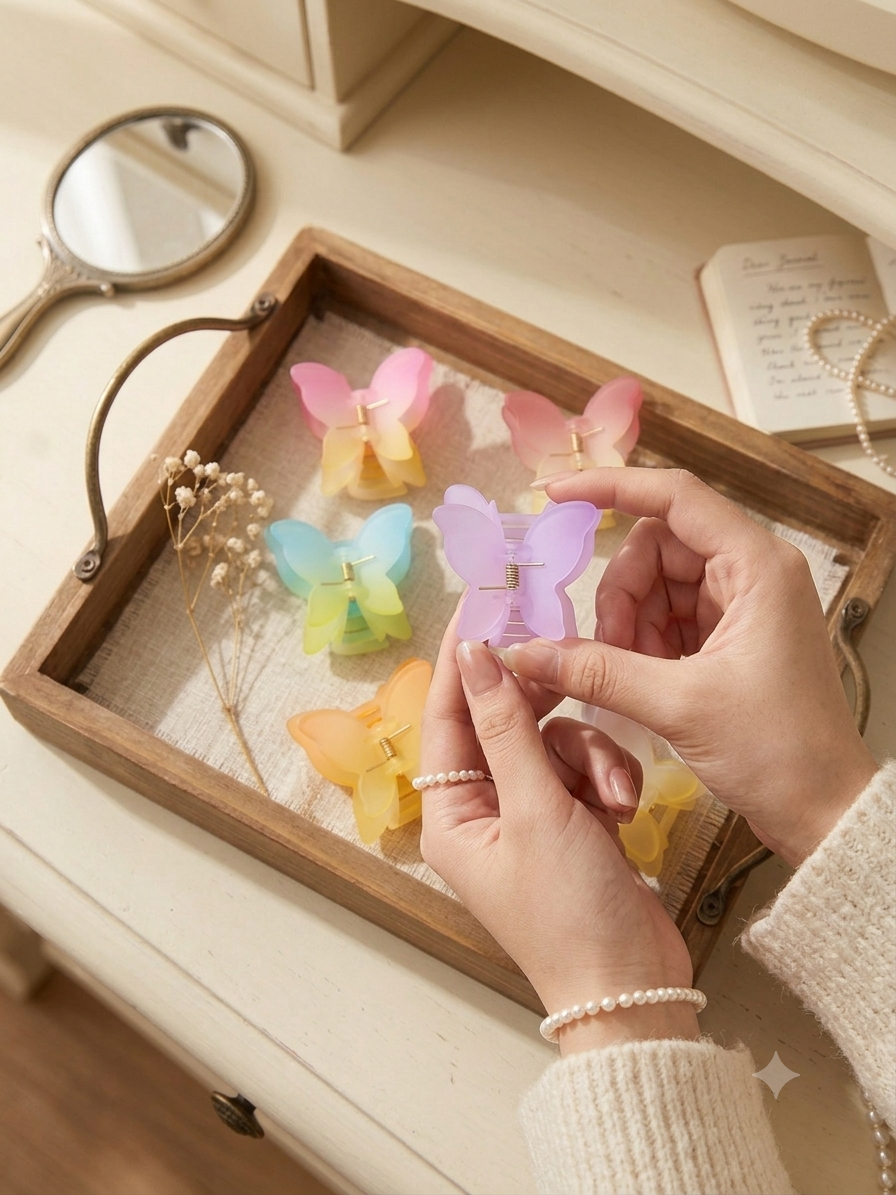 Pastel Bloom Butterfly Claw Clip