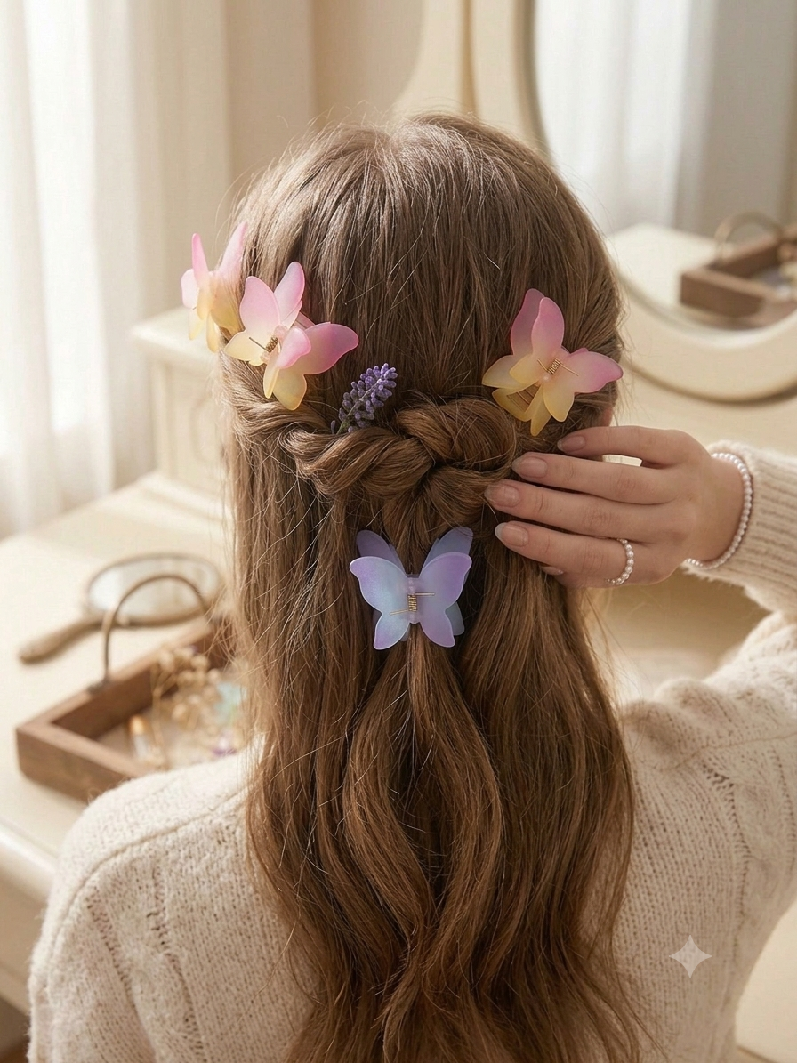 Pastel Bloom Butterfly Claw Clip