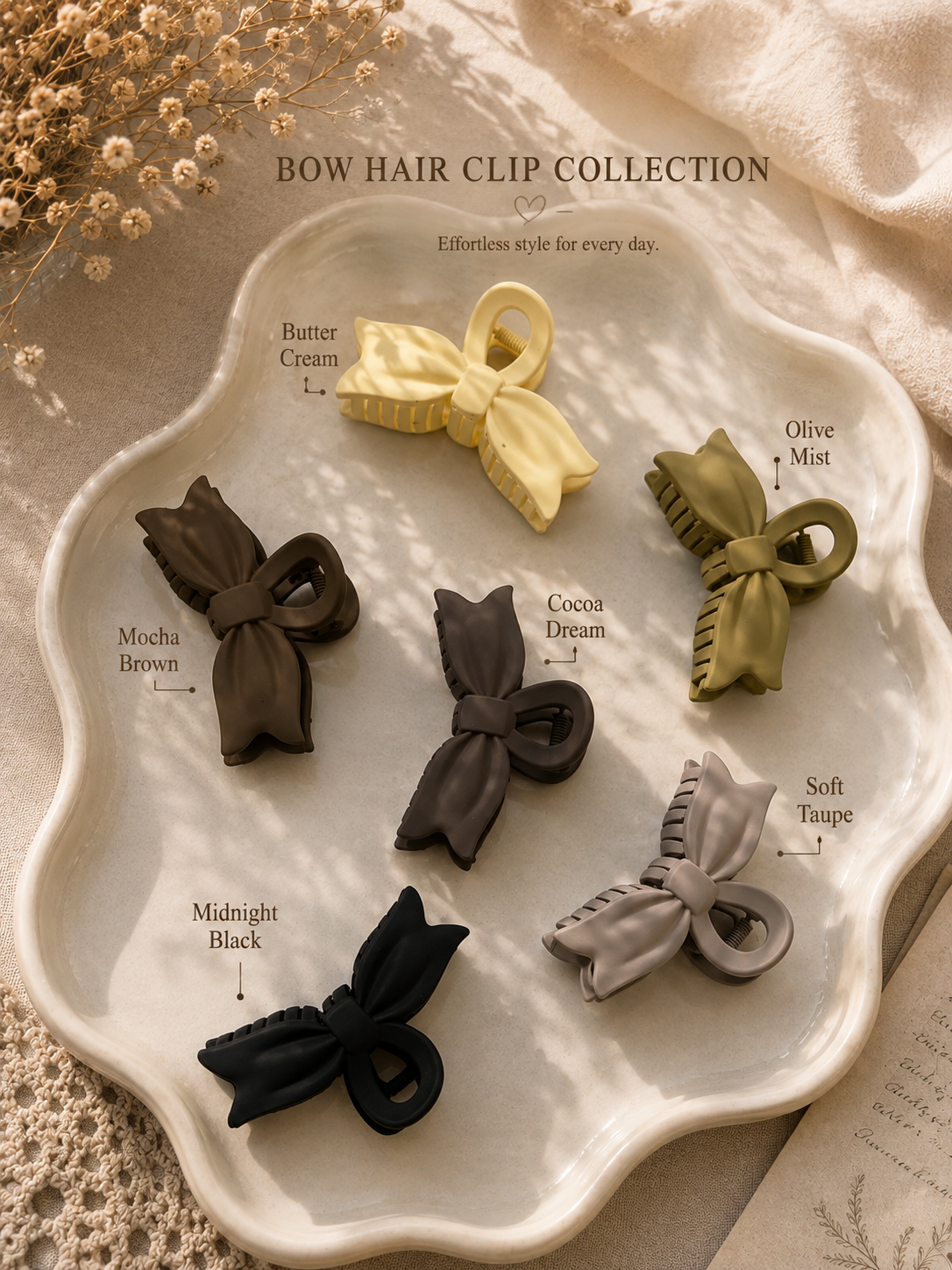 Matte Bow Hair Claw Clip