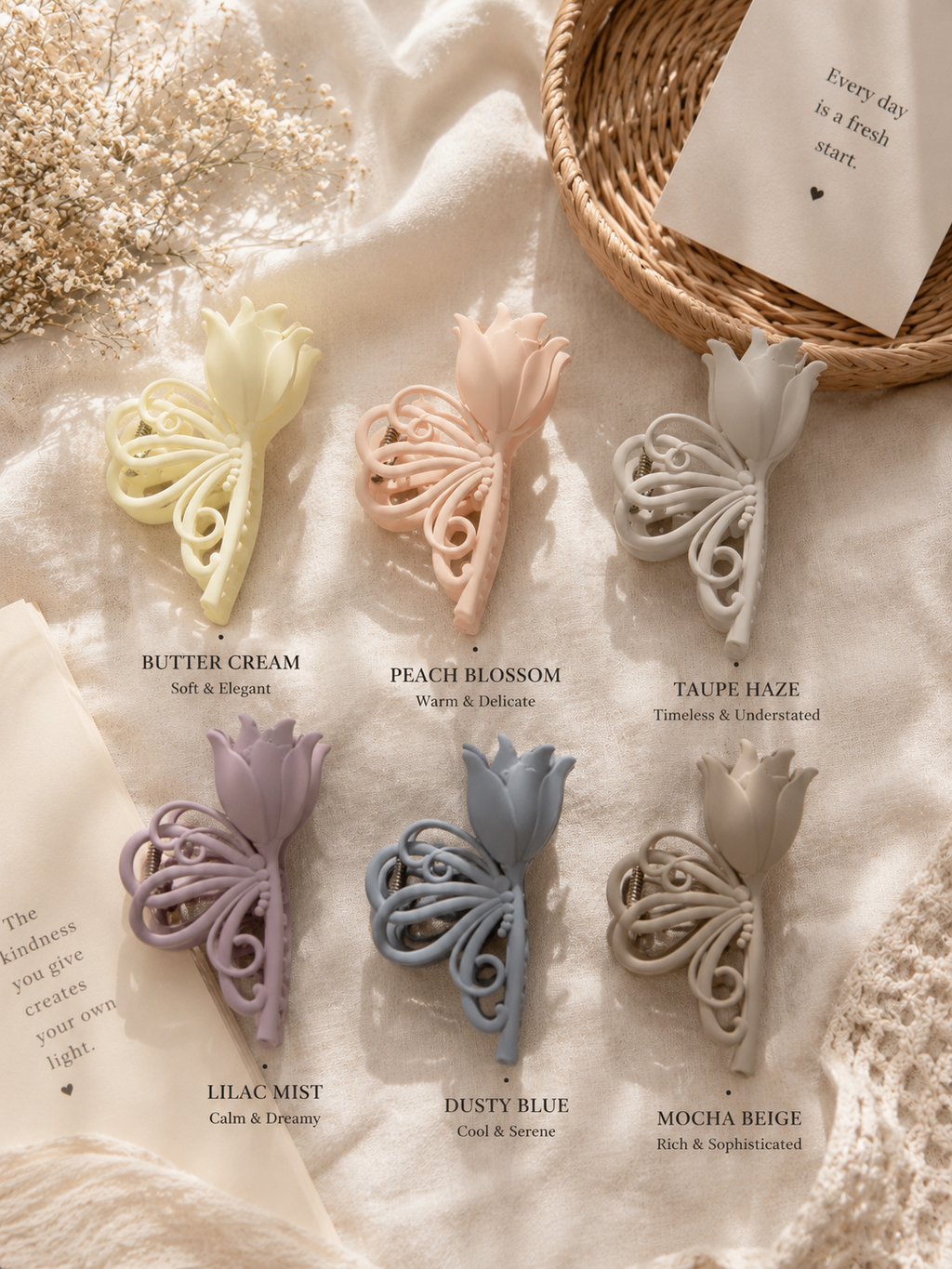 Tulip Butterfly Matte Hair Claw Clip