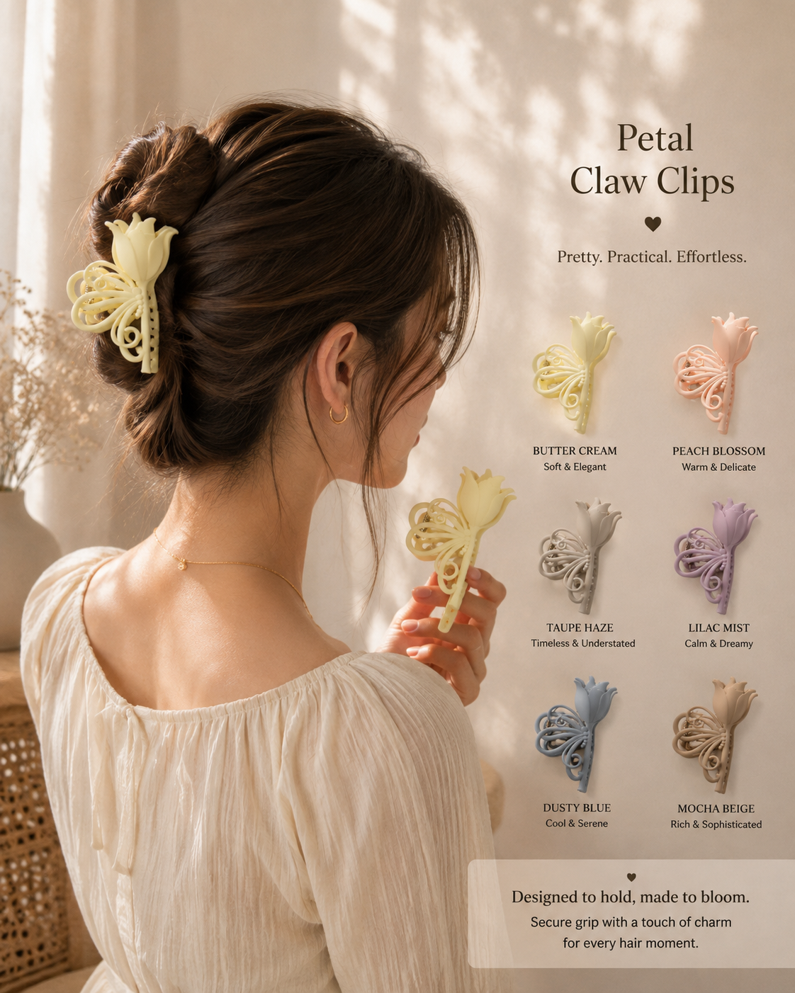 Tulip Butterfly Matte Hair Claw Clip