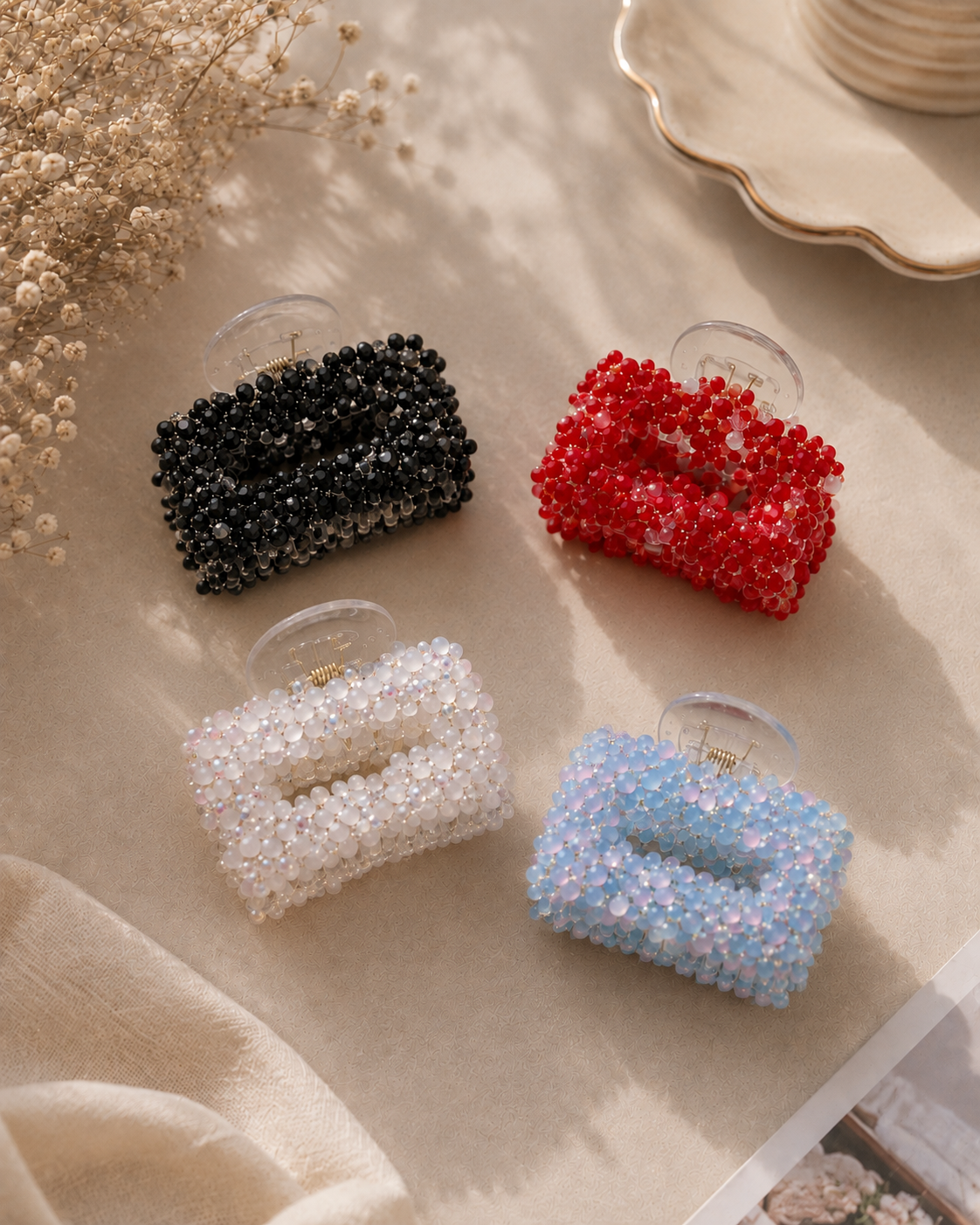 Crystal Beaded Hair Claw Clip