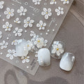 3D White Flower Nail Art Stickers