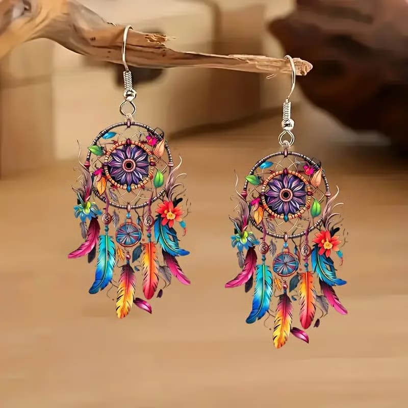 Dreamcatcher Feather Earrings