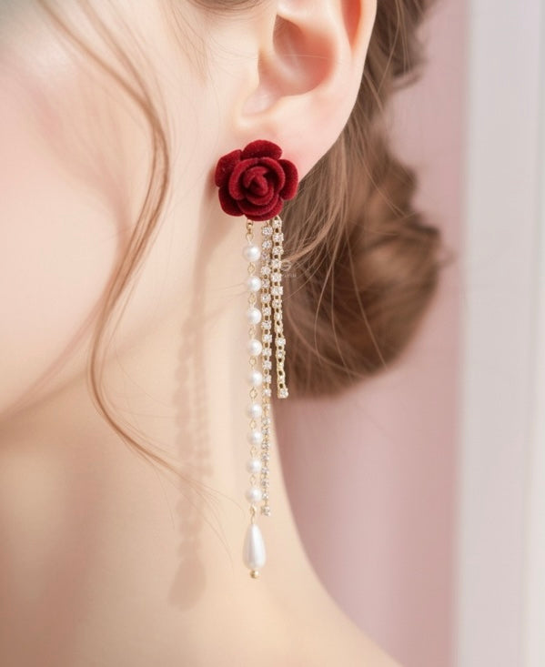 Rose Chain Drop Earrings