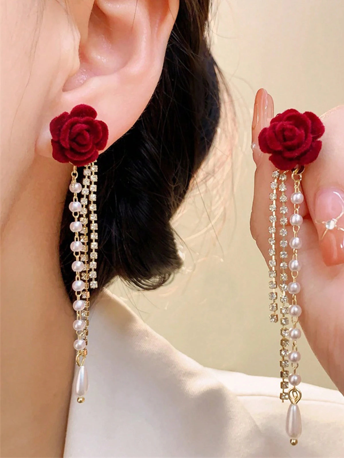 Rose Chain Drop Earrings
