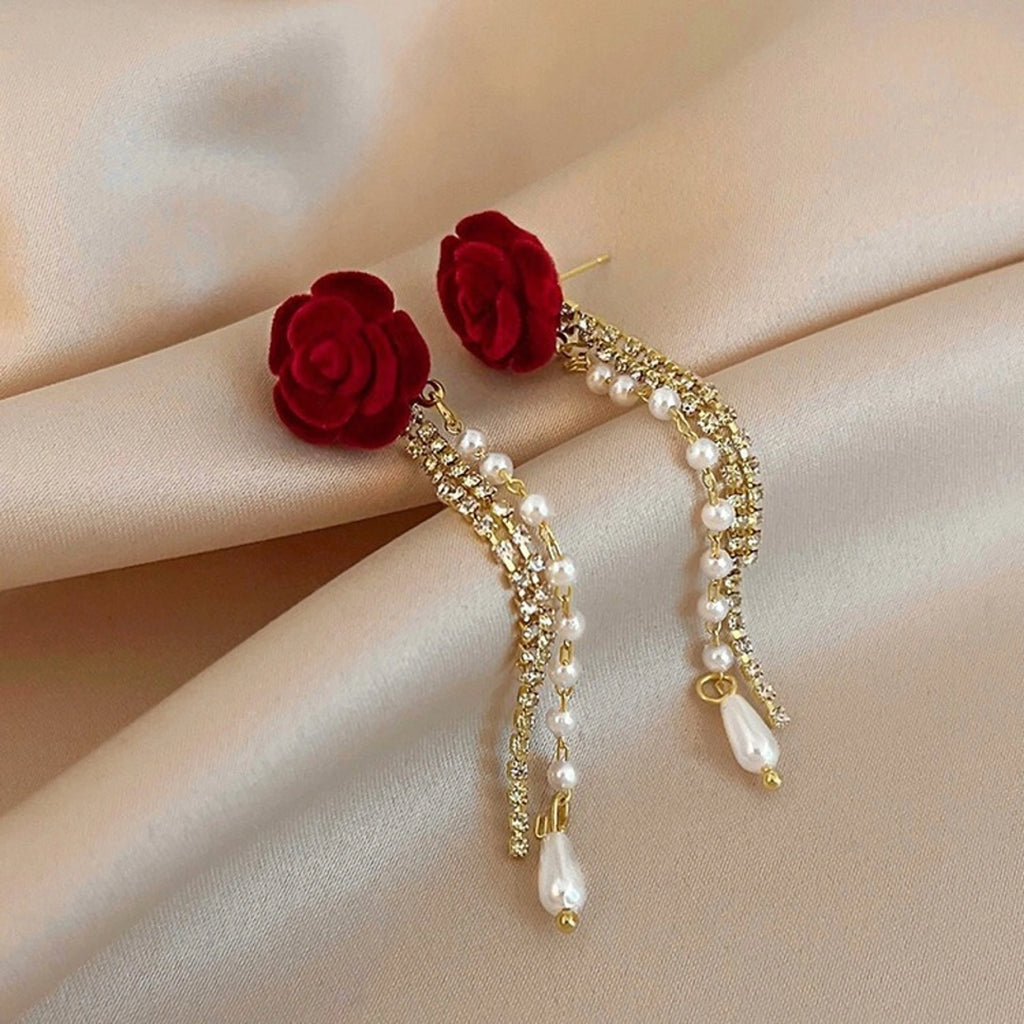 Rose Chain Drop Earrings
