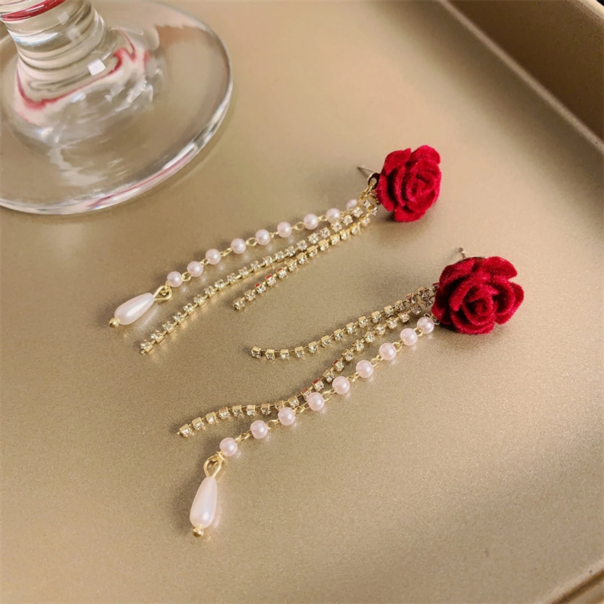 Rose Chain Drop Earrings
