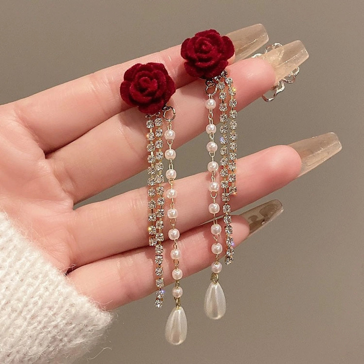 Rose Chain Drop Earrings