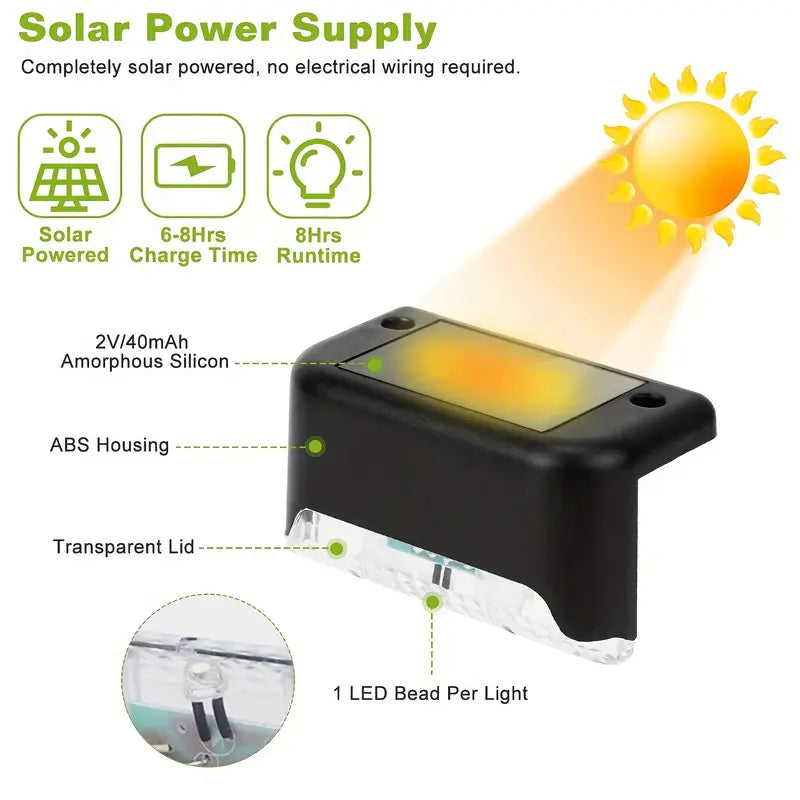 4pcs Solar Step Light Outdoor Garden Wall Light