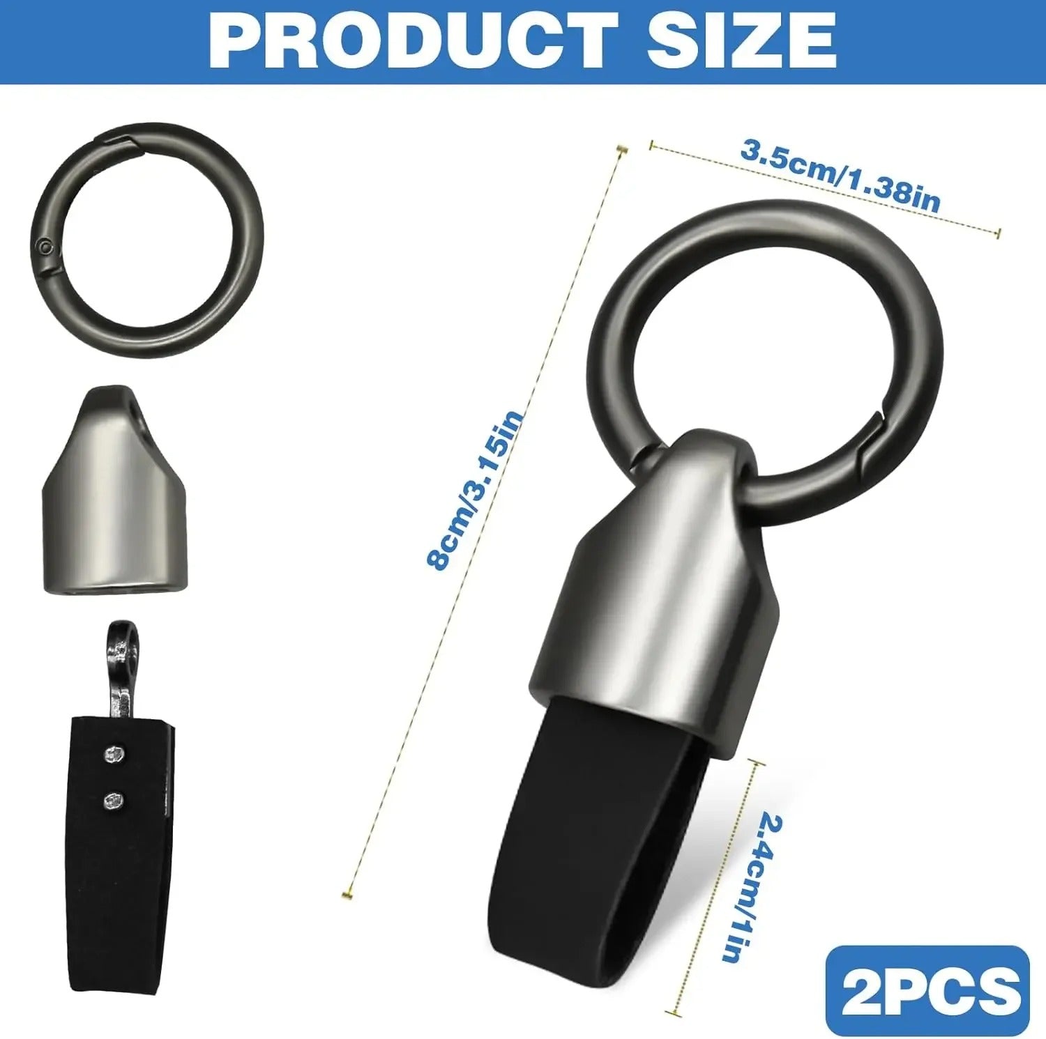 Leather Car Key Chain Ring Clip