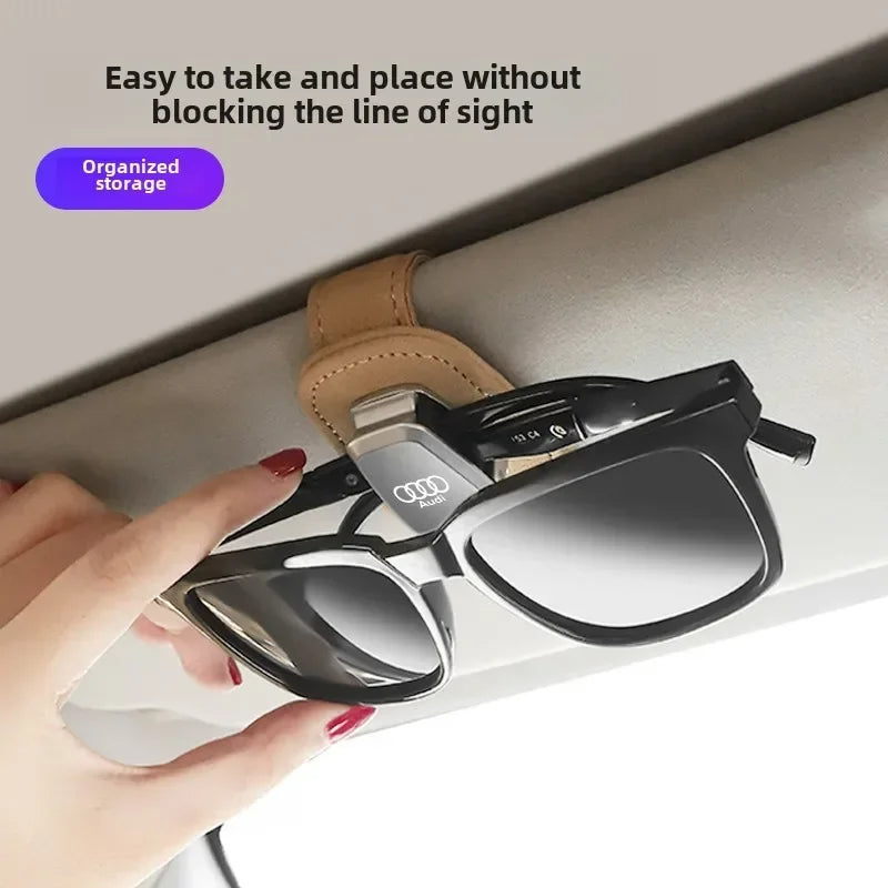 Multifunctional Leather Glasses Clip Case