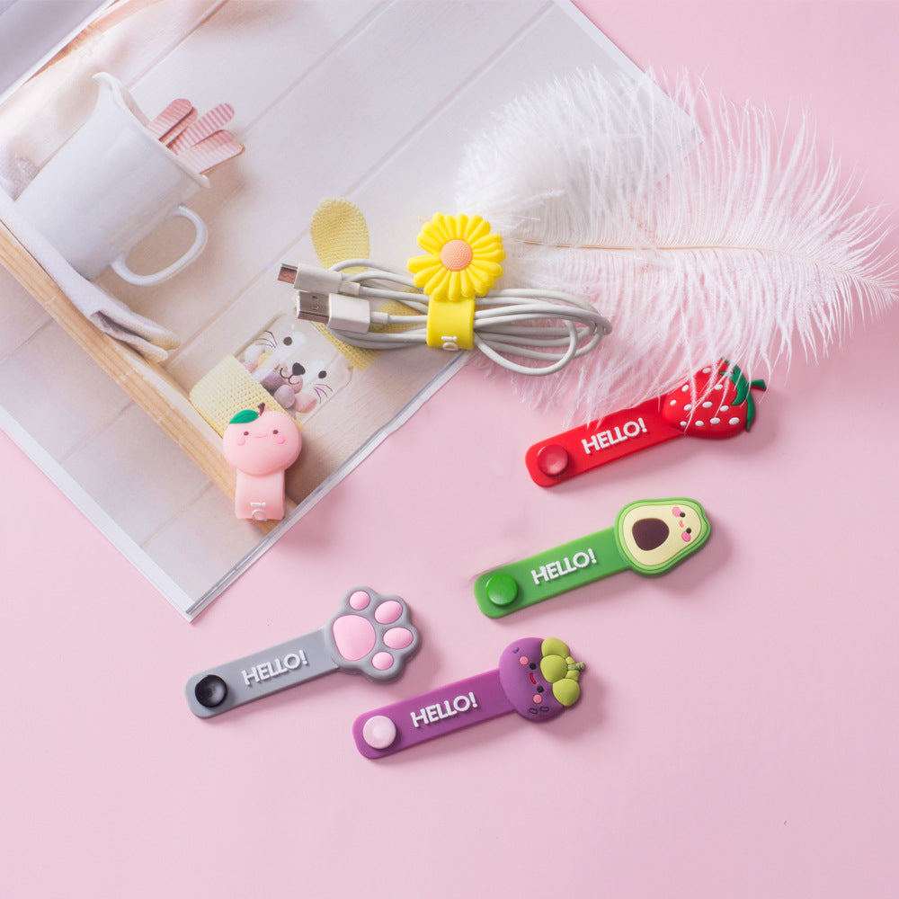 3Pcs Cartoon Data Cable Storage Buckle